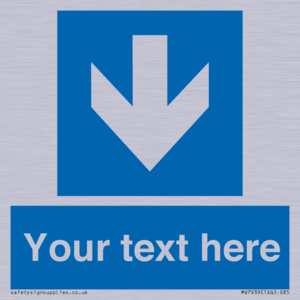 Custom Mandatory directional sign, blue arrow down